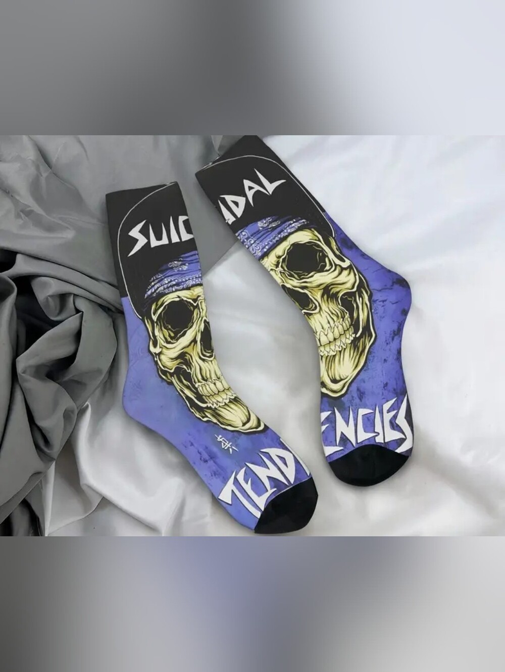 ST Skull Graphic Crew Socks - Purple